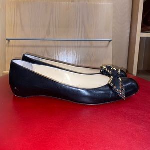 CHRISTIAN LOUBOUTIN Ballerina Studded Bow Flat Black Shoes